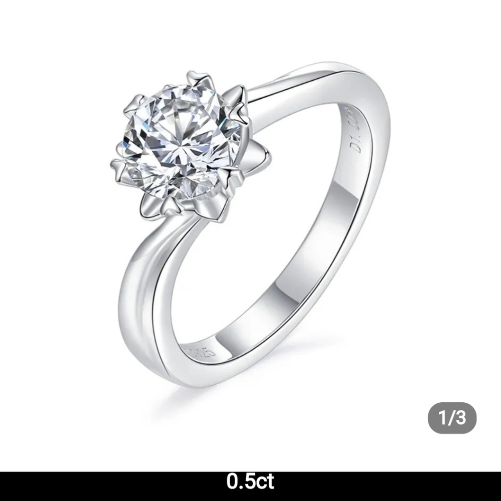 0.5 CT round Moissanite ring on 925 silver - Picture 5 of 9